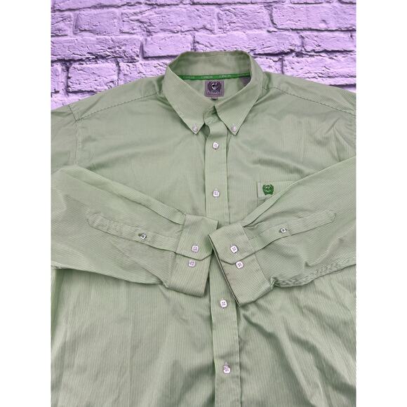 NOT FOR SALE       CINCH Men's Long Sleeve Button Down Shirt Large Green - Picture 5 of 9